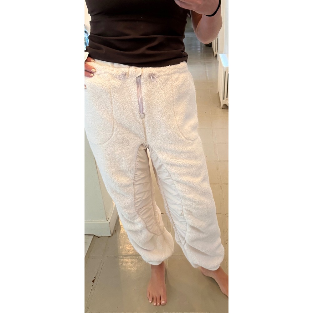 NWT $168 Free People Sundown Fleece Pants Ivory Sherpa Joggers S